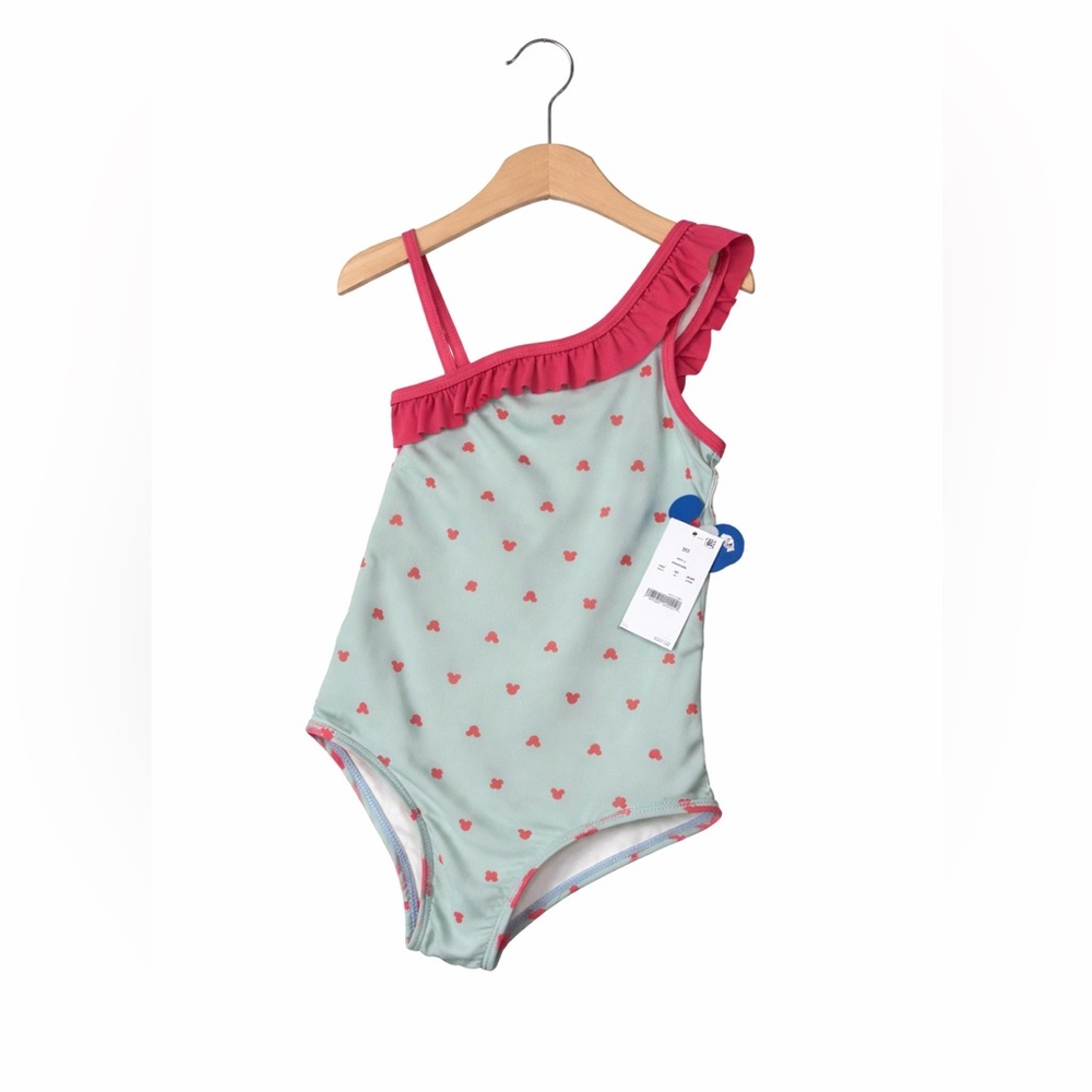 Junk Food Disney Girls One Piece Swimsuit XS NWT Minnie Print Ruffle Cute Swim